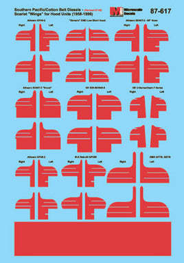 Southern Pacific SP Red Wings for Athearn, Atlas, Con-Cor & Rail Power Products Diesels, 1958-1984