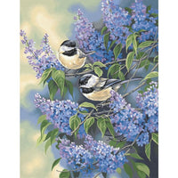 Paint by Number Chickadees and Lilacs