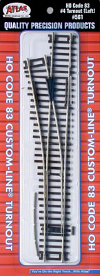 #4 Custom-Line Left Turnout Code 83 HO Scale