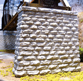 Single Track Cut Stone Bridge Pier with Rectangular Base