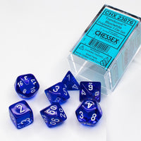 Translucent: Blue/ White Polyhedral Dice Set (7)