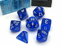 Translucent: Blue/ White Polyhedral Dice Set (7)