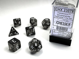 Translucent Polyhedral Smoke/White 7-Die Set