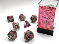 Translucent Polyhedral Smoke/Red Dice Set (7)