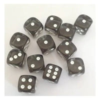 Translucent 16mm D6 Smoke/White Dice Block (12)