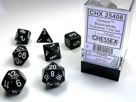 Opaque Polyhedral Black/White 7-Die Set