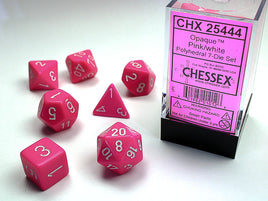 Opaque Polyhedral Pink/White 7-Die Set