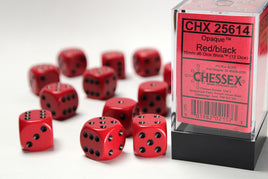 Opaque  D6 Red/Black Dice Block (12)