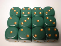 16mm D6 Opaque Dusty Green/ Copper Dice (12)