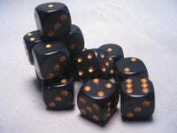 Opaque: Black/ Gold D6 Block Dice Set (12)