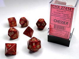 Scarab Polyhedral Scarlet/ Gold Dice Set (7)