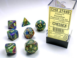 Festive: Rio/ Yellow Poly Dice Set (7)