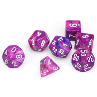 Festive Violet/ White Poly Dice Set (7)