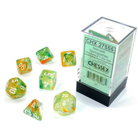 Nebula Polyhedral Spring/White Luminary Dice Set (7)