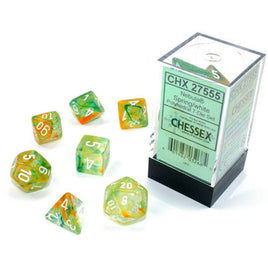 Nebula Polyhedral Spring/White Luminary Dice Set (7)