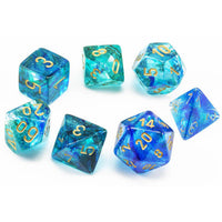 Nebula Polyhedral Oceanic/Gold Luminary Dice Set (7)