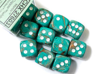 Marble D6 Oxi-Copper/White Dice Block (12 dice)