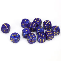 Lustrous 16mm d6 Purple/Gold Dice Set (12)