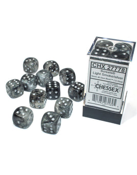 Borealis Light Smoke/Silver Luminary D6 Dice Set (12)