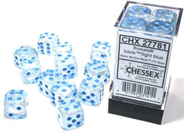 Borealis 16mm D6 Icicle/Light Blue Luminary Dice (12)