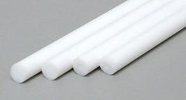 .125" 1/8" Rod White Styrene Plastic Round (Pack of 4)