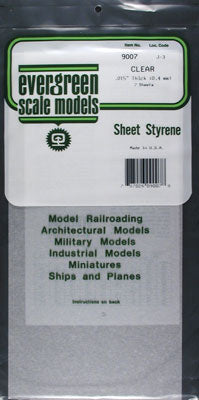 .015x6x12" Clear Sheet White Styrene Plastic (Pack of 2)