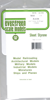 .010x6x12" Plain Sheet White Styrene Plastic (Pack of 4)