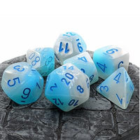 Gemini Polyhedral Pearl Turquoise-White/Blue Luminary 7-Die Set