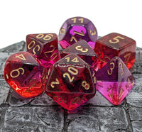 Gemini Polyhedral Translucent Red-Violet/Gold Dice Set (7)