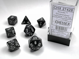 Borealis Polyhedral Smoke/Silver Dice Set (7)