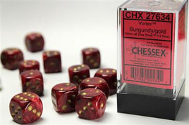 Vortex 16mm D6 Burgundy-Gold/Black Dice (12)