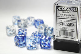 Nebula 16mm D6 Blue-White/Black Dice (12)