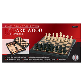 11" Ebony Wood 3-in-1 Game Set