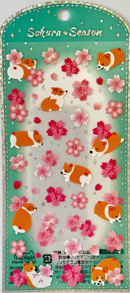 Sakura Corgi Stickers