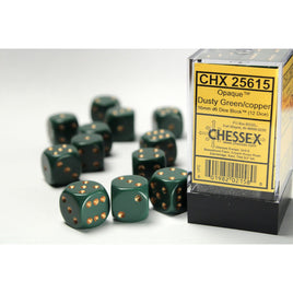 16mm D6 Opaque Dusty Green/ Copper Dice (12)