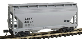 HO Scale - ACF 2 Bay Centerflow Covered Hopper - ACFX #44623 - Gray, Black