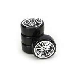 Team Integy "Type IV" Complete Drift Wheel & Tire Set (Chrome) (4)