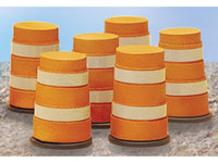 Highway Barrels Orange with Stripe (6 Pack) O Scale