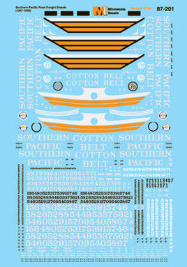 Southern Pacific "Black Widow" EMD E, F, GP/SD9 Diesels HO Decal Set