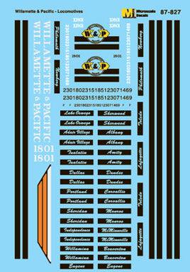 Willamette & Pacific Diesels 1993+ HO Decal Set