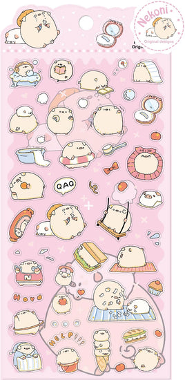 Nekoni Little Pig Flat Stickers