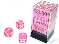 Translucent 16mm D6 Pink/ White Dice Set (12)