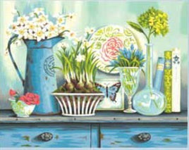 Vintage Collectibles (Antiques/Flowers) Paint by Number (14"x11")