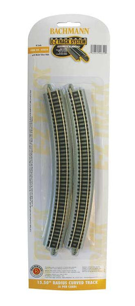 E-Z Track with Nickel Silver Rail & Gray Roadbed 15-1/2" Radius Curved Section (6-Pack) BAC44854