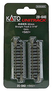 Straight Roadbed Track Section - Unitrack -- 2-7/16" 62mm pkg(4) 20-040